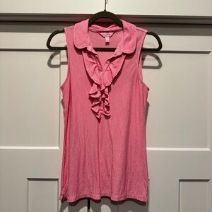 Lilly Pulitzer Drew Pink & White Striped Ruffle Blouse